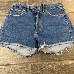 Levi's Classic Blue Frayed Jean Shorts